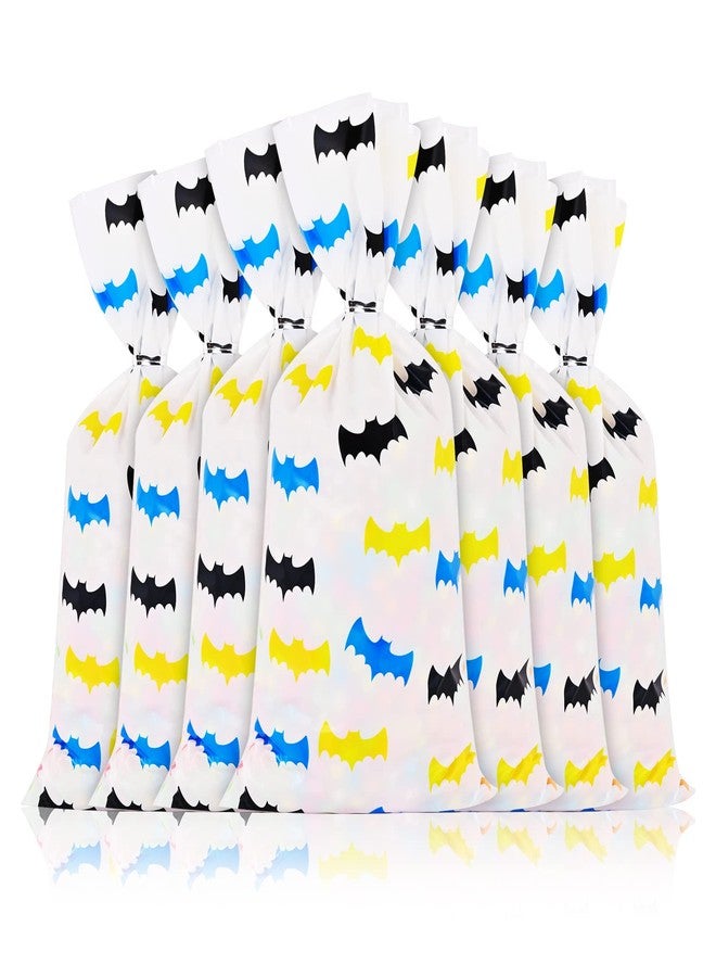Lecpeting 100 Pcs Bat Treat Bags Bat Print Cellophane Candy Bags Hero Party Favor with Twist Ties for Kids Hero Theme Birthday Party Supplies - Image 4